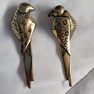 Gold and Black Bird Wooden Earings